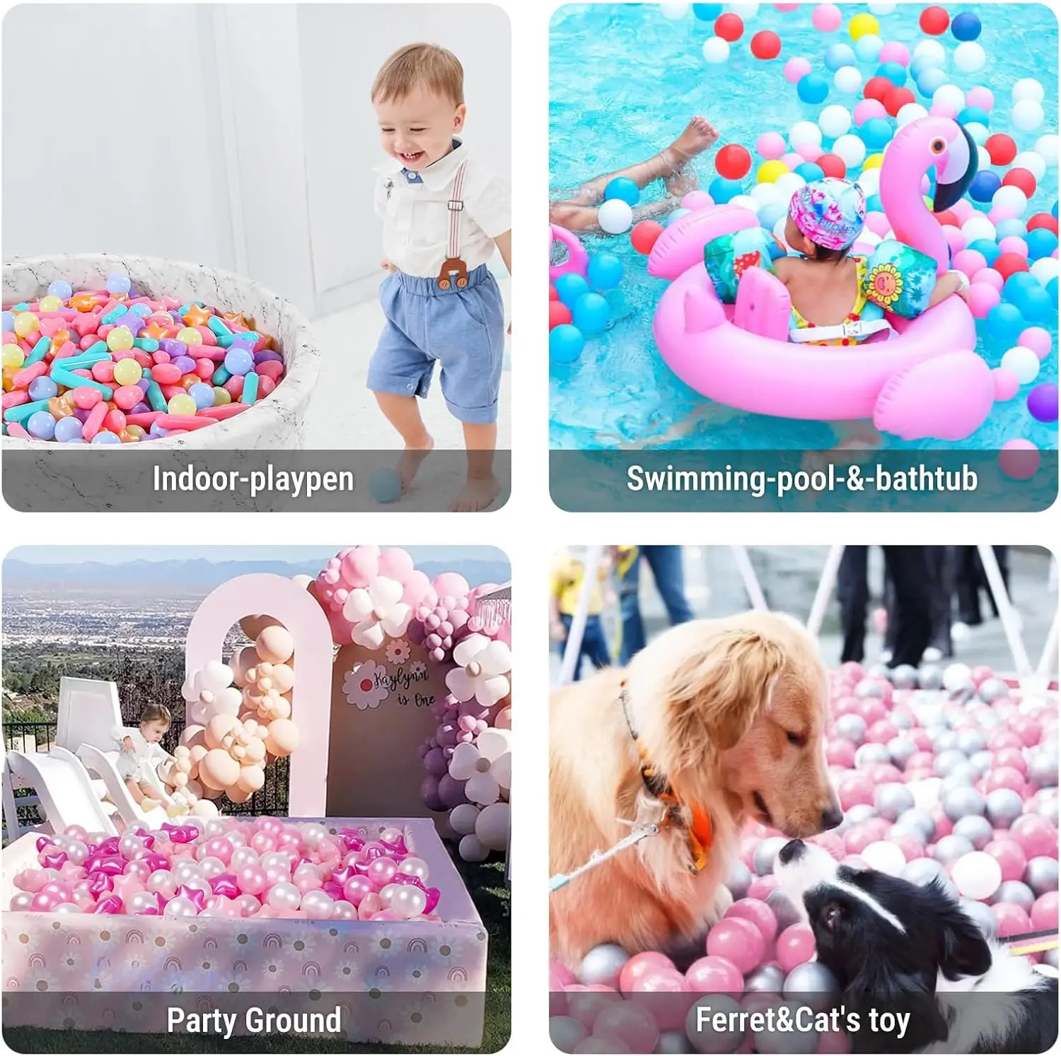 Boules de fosse à balles pour bébés et tout-petits, 200 pièces, sans Phtalate, sans BPA, en plastique anti-écrasement, Macaron Ocean Balls, jouet de jeu