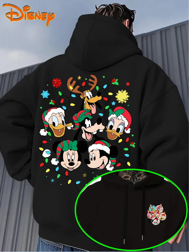 سويت شيرت رجالي بقلنسوة مع بلوفر بنمط كرتوني لعيد الميلاد، تصميم جيب أمامي، سويت شيرت بقلنسوة مناسب للارتداء الكاجوال #4