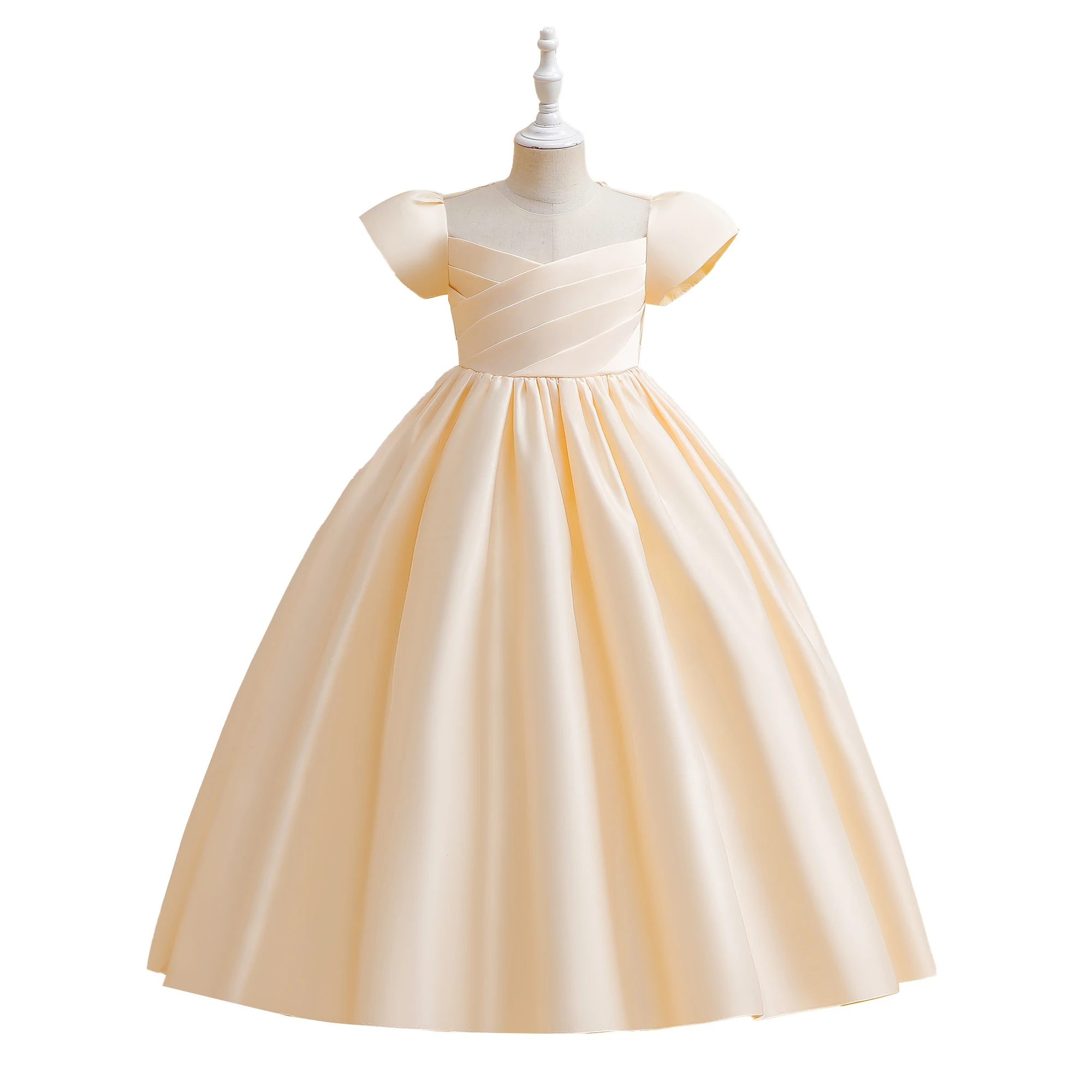 Girl Satin Dress Wedding Party 4 Colors 120cm-170cm Children Skirt Ball Gown Birthday Dresses Vestidos Performance Clothing