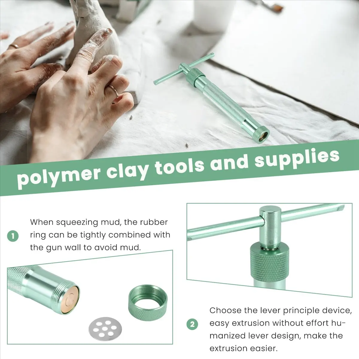 A45I Clay Extruder - Polymer Clay Extruder, Aluminum Alloy Clay Extruder , Rotary Mold Sugar Polymer Clay Extruder