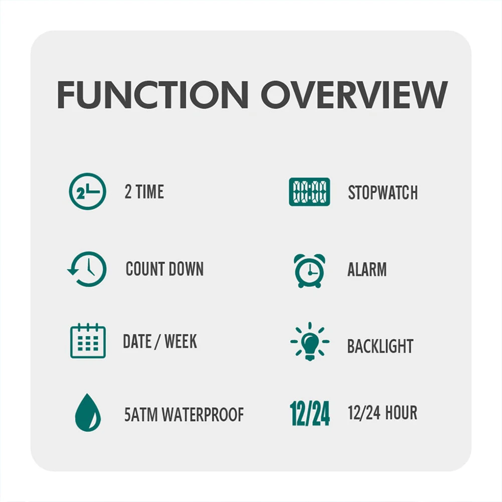 

50M Waterproof Outdoor Sports Wristwatch Countdown Timer Digital Watch Alarm Sports Wrist Watch for Men and Women Lovers Gifts