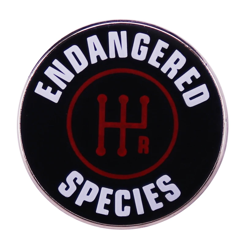 Endangered Species Stick Shift Manual Transmission Enamel Pin Badge