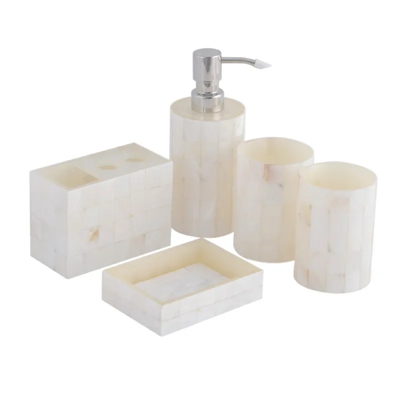 Resin Material Bathroom Accessories Sets Luxury Toothbrush Holder Soap Dispenser Cotton Jar Mouthwash Cup for Home Supplies