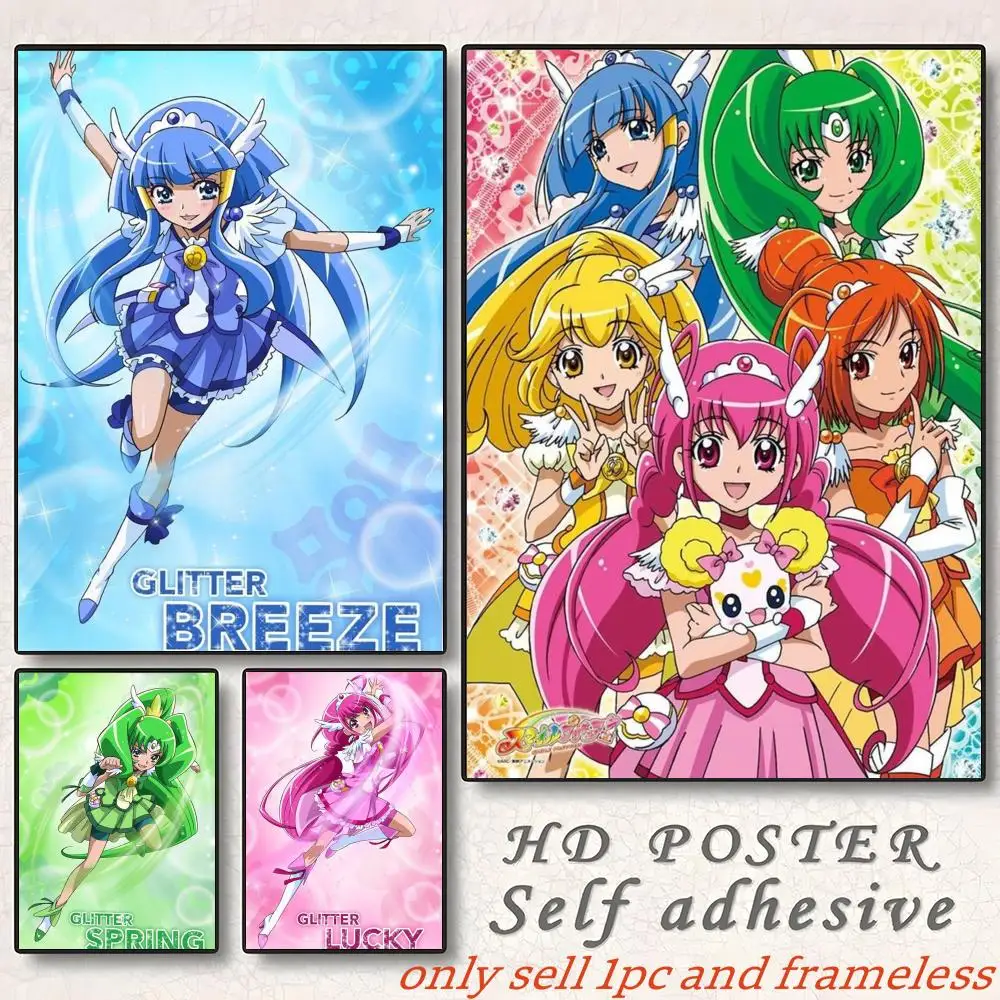 Anime S-Smile Precures-P P-Pretty Cure Poster Self-adhesive Painting with prints Home bedroom living room decoration