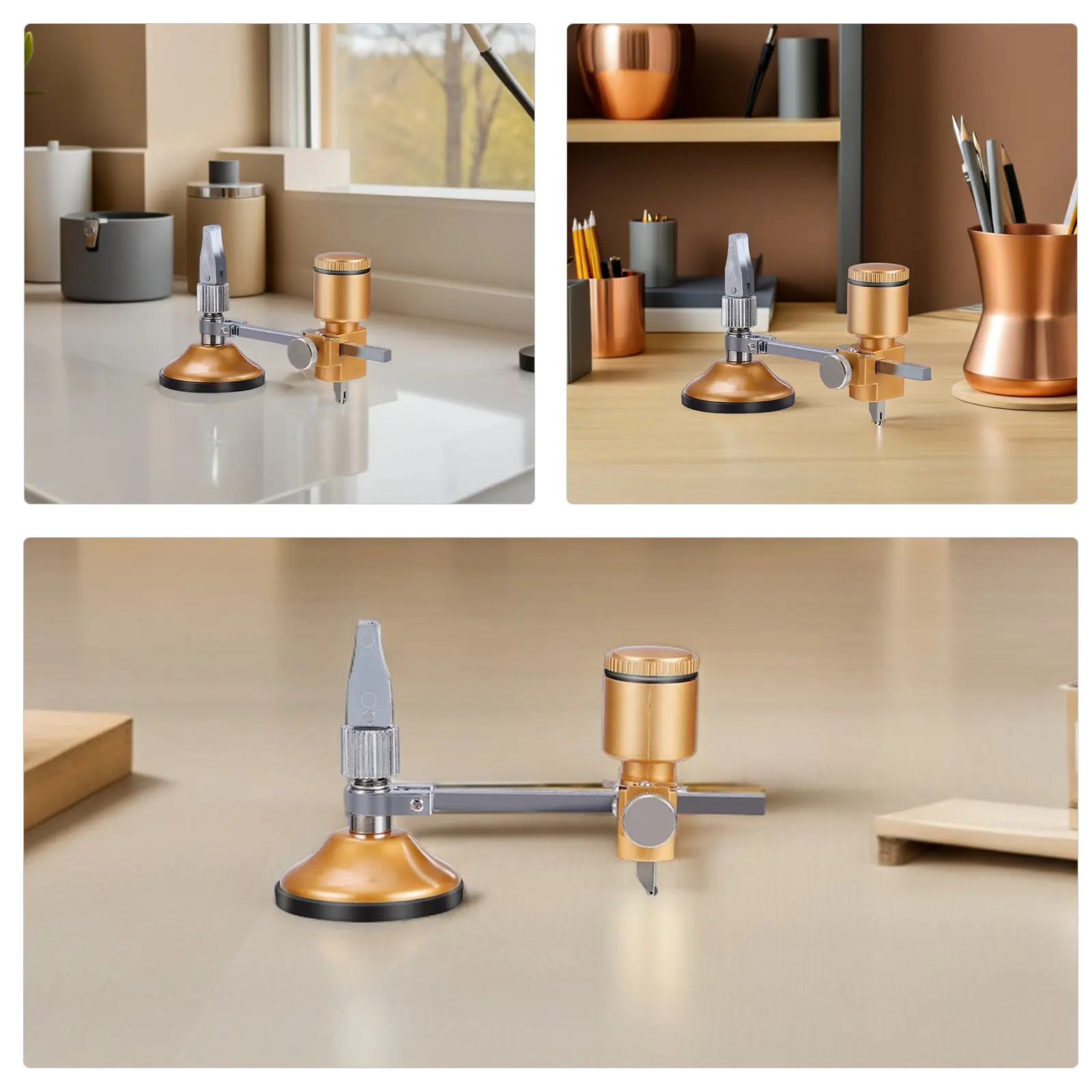 2Pcs Glass Circular Cutter Compasses Design Suction Cup Base for Accurate Circle Cutting on Thick Glass Tile Ceramic Surface