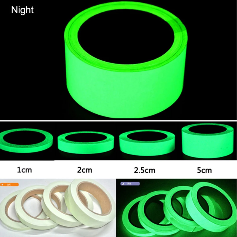 1pc Green Luminous Tape Self Adhesive Glow In The Dark Stickers 3m Stage Decorative Luminous Fluorescent Tape Warning Stickers