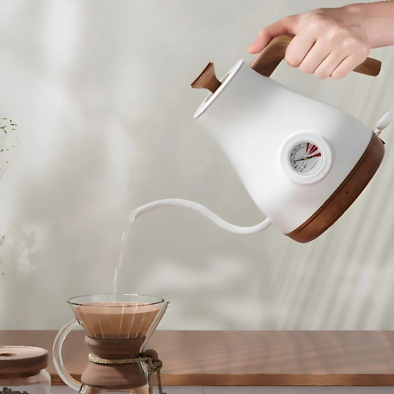 Retro Style Electric Gooseneck Kettle 1.0L | Variable Temperature Control, Stainless Steel for Pour-Over