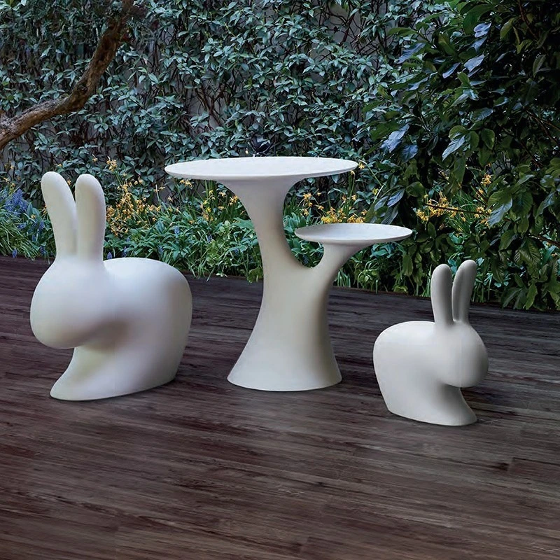 Outdoor fiberglass cartoon rabbit kindergarten shopping mall rest area cartoon modeling combination leisure chair