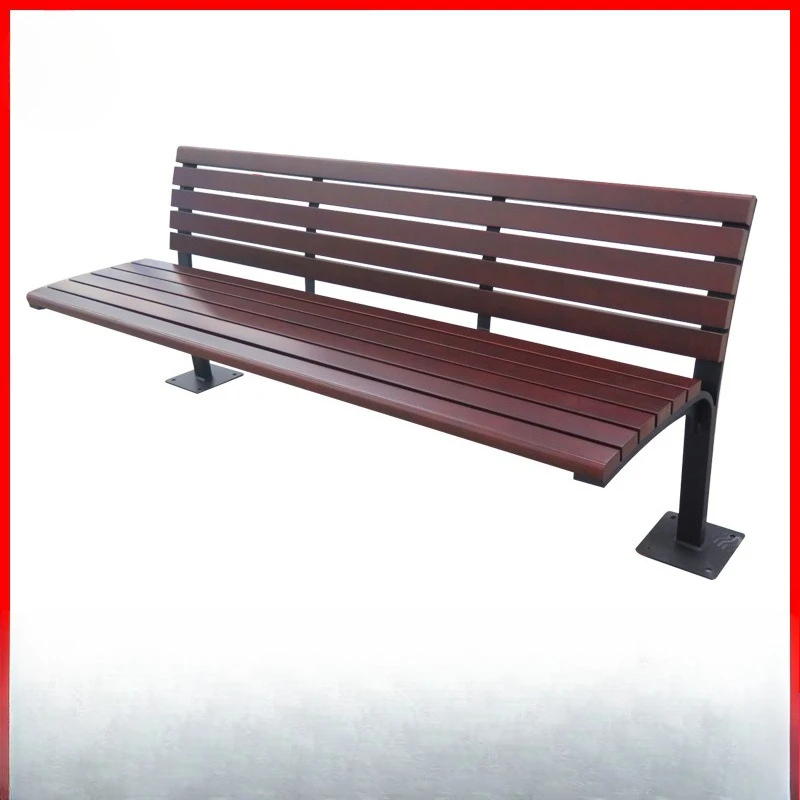 

Outdoor park chair preservative wood leisure seat outdoor solid wood bench courtyard metal public seat