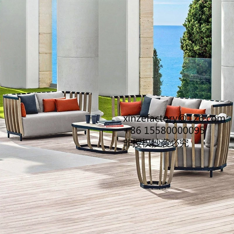 Factory Direct 2026 Top RatedOutdoor sofa teak villa leisure combination rattan chair solid wood coffee table outdoor garden cou