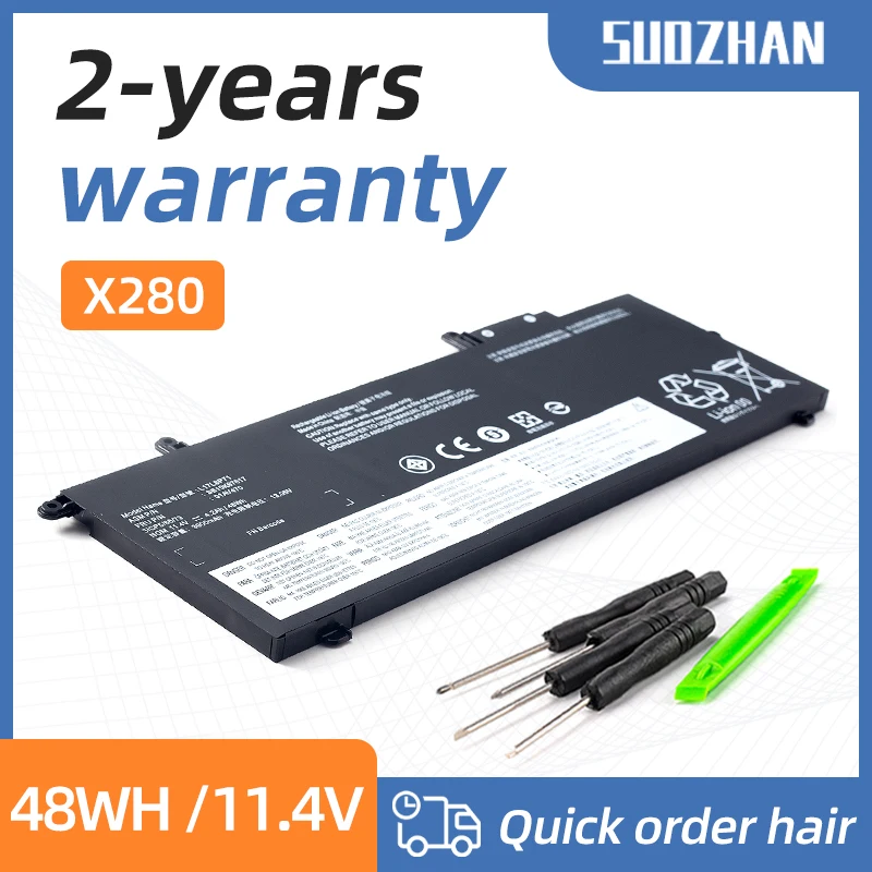 Suozhan-bateria para Lenovo Thinkpad Bateria para X280 L17m6p71 L17c6p71 01av470 01av471 01av472 Sb10k97617 11.4v 48wh Ferramentas Gratuitas