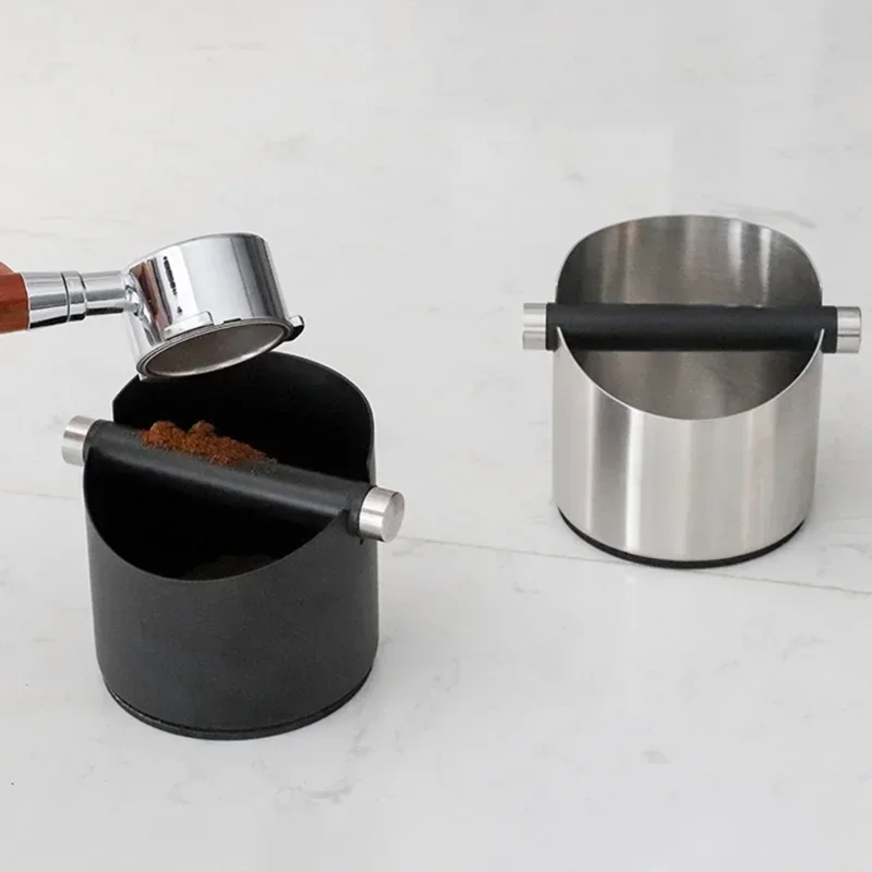 Stainless Steel Coffee Grounds Box Bar Table Espresso Machine Knocking Grounds Box Round Mini Tea Grounds Bucket Barista Tools