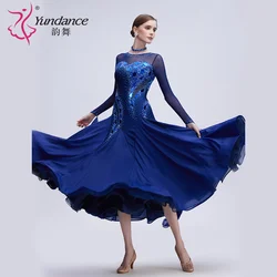 B-24073 Custom new rhinestone dress standard ballroom dance high quality shiny chiffon adult long ballroom dance dress for sale