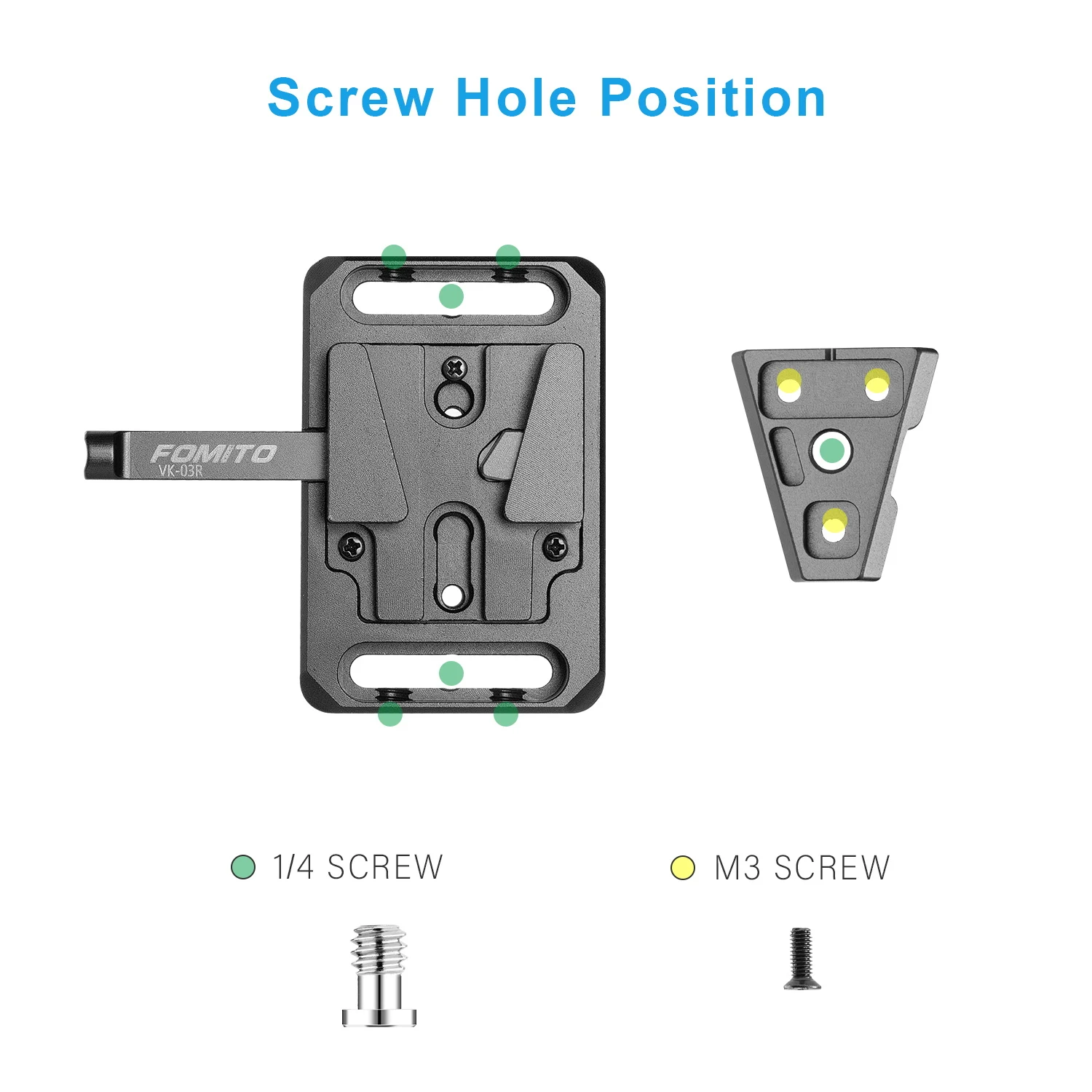 FOMITO V-Mount Aluminiowa Płytka Szybkozłączki Stacja Bazowa Śruba 1/4 Odpowiednia do Baterii V-Port F970 — zdjęcie produktu 3