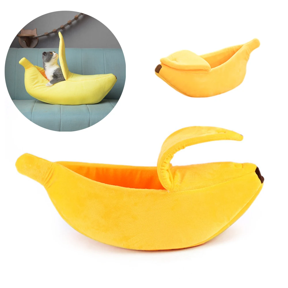 

Banana Shape Cat Nest Cave House Winter Warm Comfortable Pet Bed Funny Kitten Sleeping Bag Soft Cute Cozy Small Dog Puppy Kennel