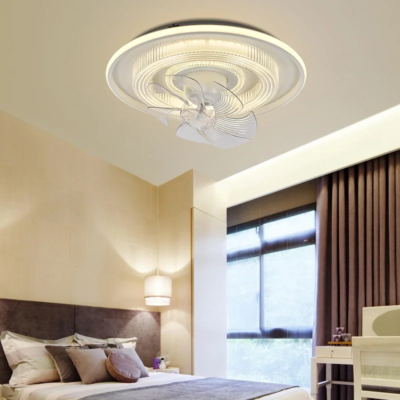 New ceiling fan light Nordic ceiling fan light smart Tmall Genie bedroom modern minimalist crown fan ceiling light