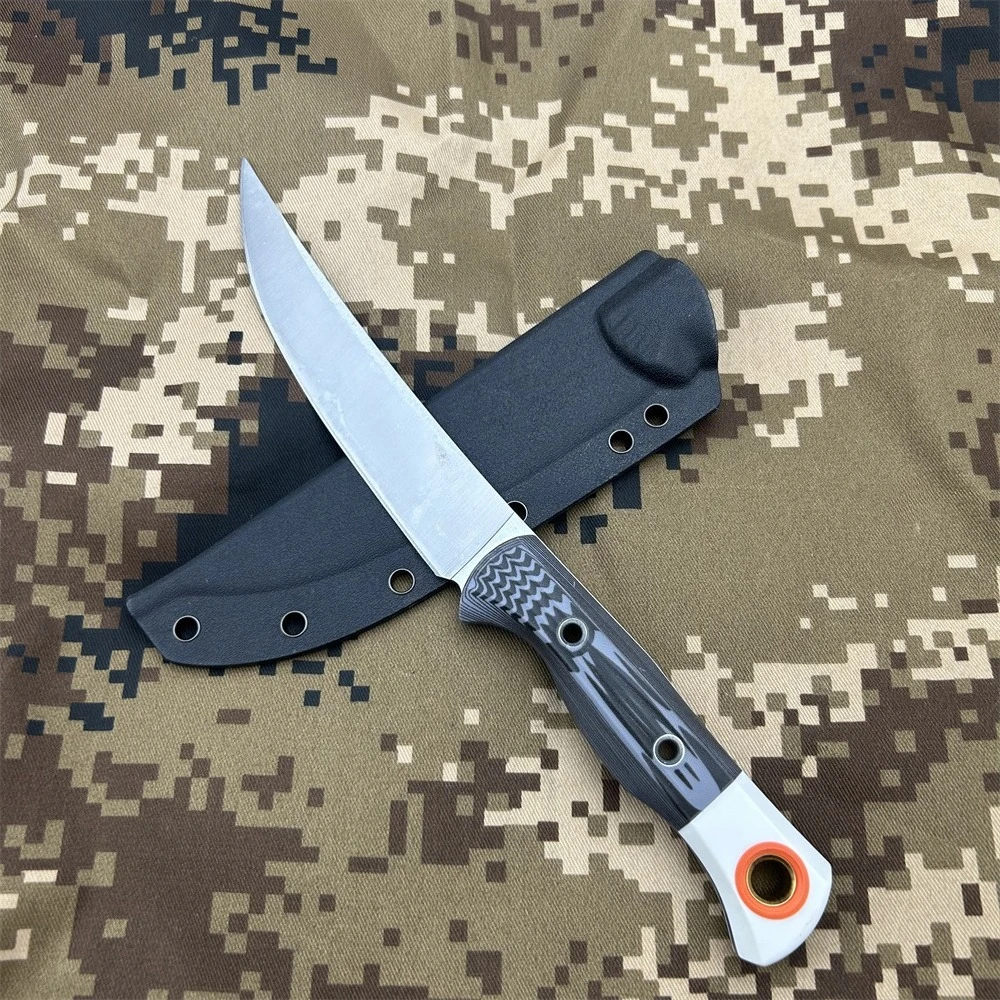 Outdoor Two-color Black and White Handle Fixed Blade Knife Straight Knife Outdoor Adventure EDC Rock Climbing Survival