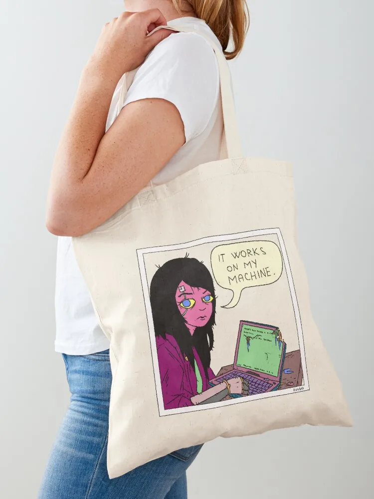 it works on my machine, unix_surrealism Tote Bag shopping cart bags reusable grocery bags Eco bag Canvas Tote Bag