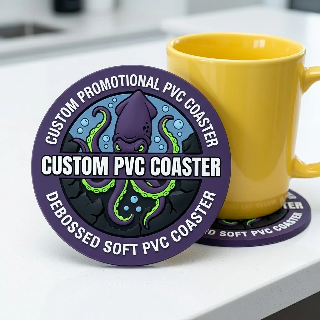 Personalized Logo Round Cup Coaster Soft PVC Silicone Drink Mat Table Protection Home Decoration Wholesale