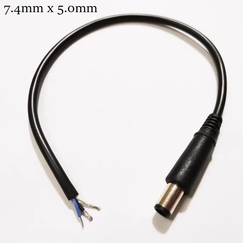 1pcs Black DC Cord Tip 7.4mm X 5.0mm Plug Connector Cable Cord For DELL HP Laptop Tablet PC Replacement 30cm/1feet