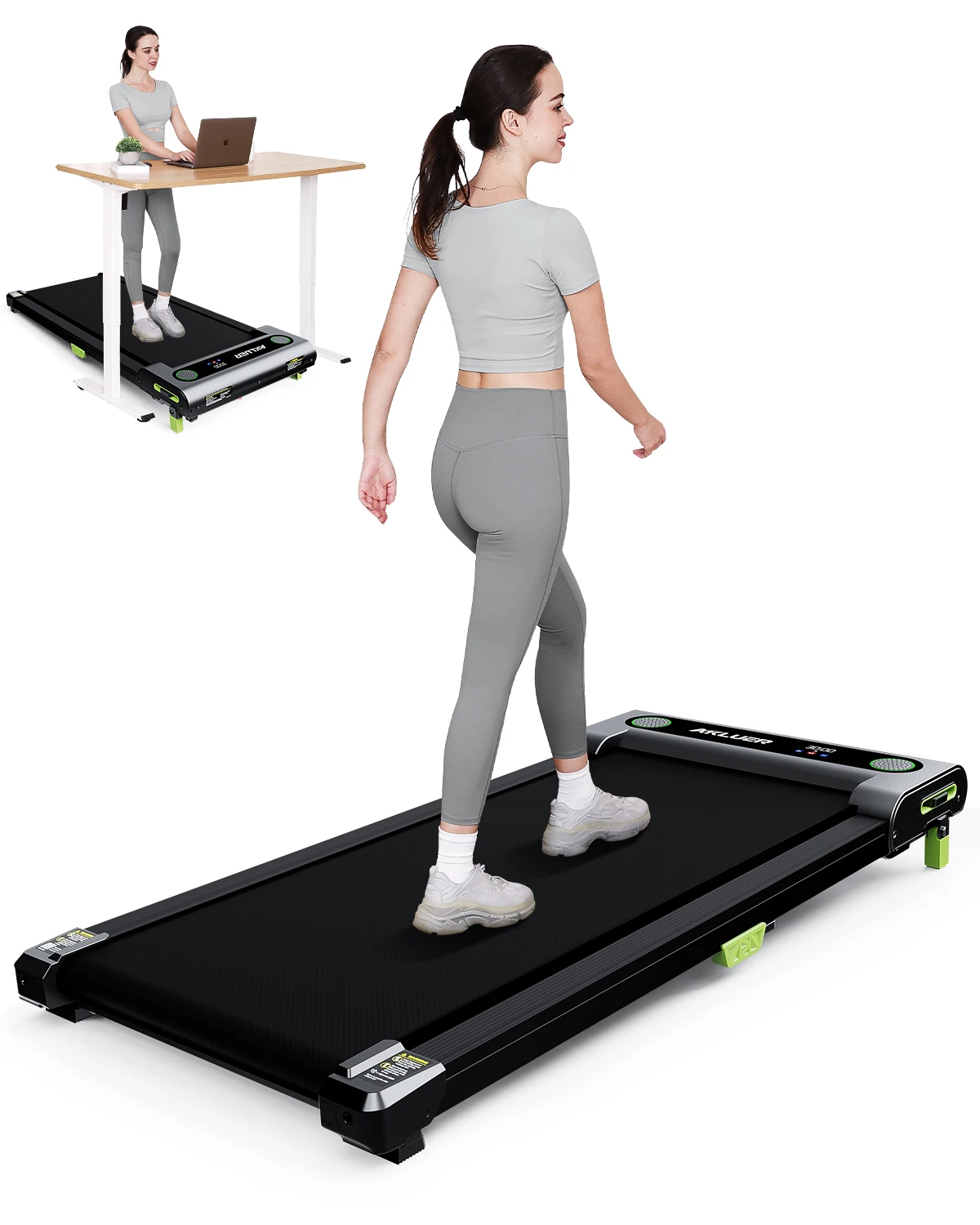 Portable 2-in-1 Electric Walking Pad Dual-Sided Incline Desk LED Screen Treadmill For Home/Office Foot Massage