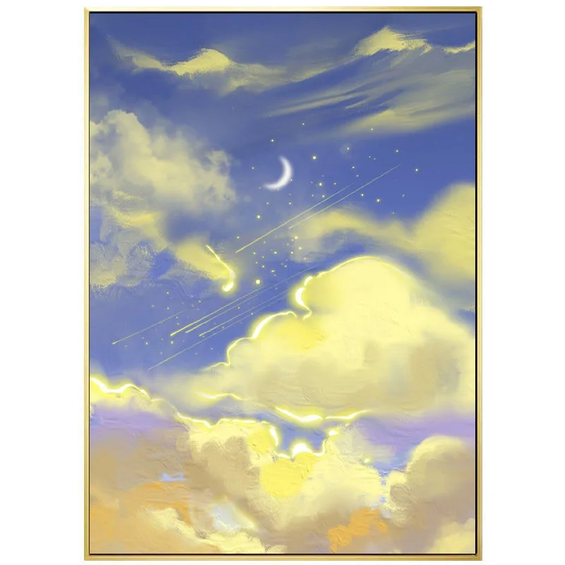 

1-0101 Modern Abstract Landscape Oil Painting - Colorful Sky & Forest Artwork - Stretched Canvas Ready to Hang