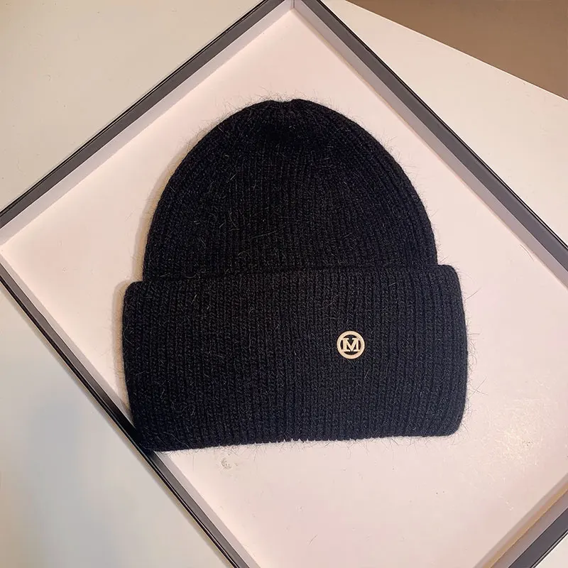 Rabbit Fur Beanies Fluffy Winter Hat for Women Angora Soft Warm Knitted Hat Skullies Beanies Female Bonnet Woman M Knit Cap