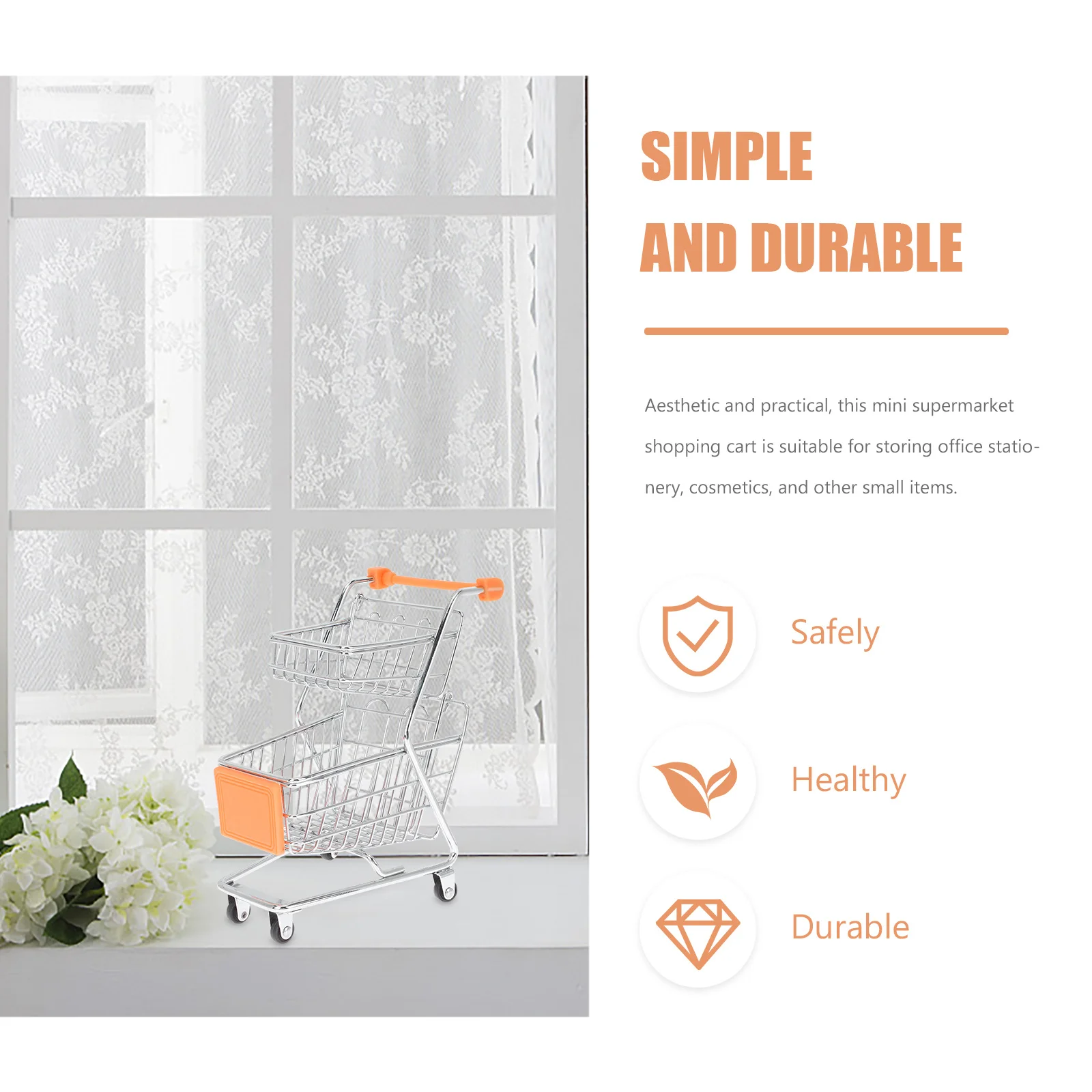 Mini carrello della spesa per bambini Piccolo carrello del supermercato Carrello portaoggetti da tavolo Carrello per bambini Strumento di gioco Decorazione della casa Accessori di gioco