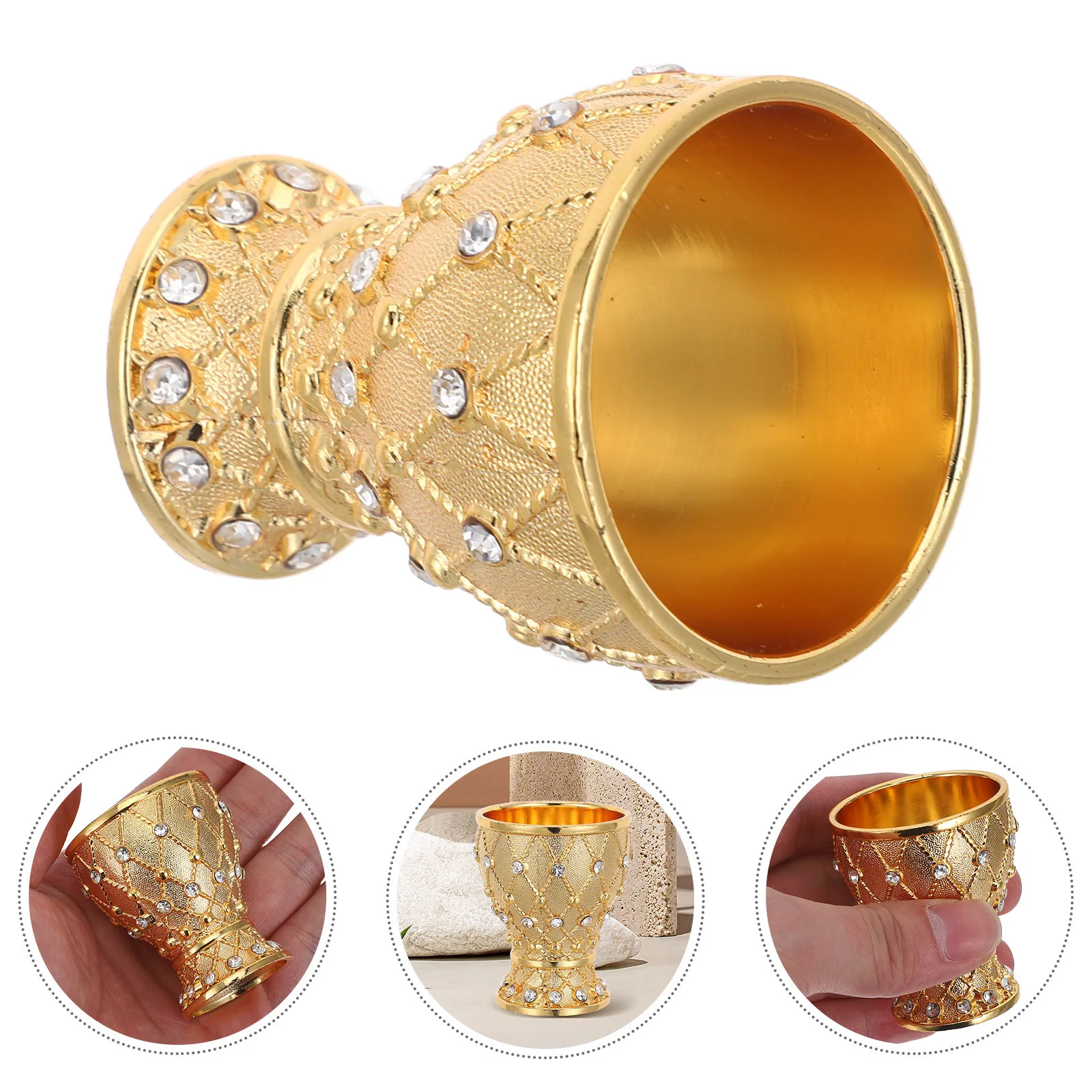 

Vintage Gold Goblet Baptism Cup Wine Chalice Mini Communion Chalice Elegant European Medieval Drinking Cup Party Wedding