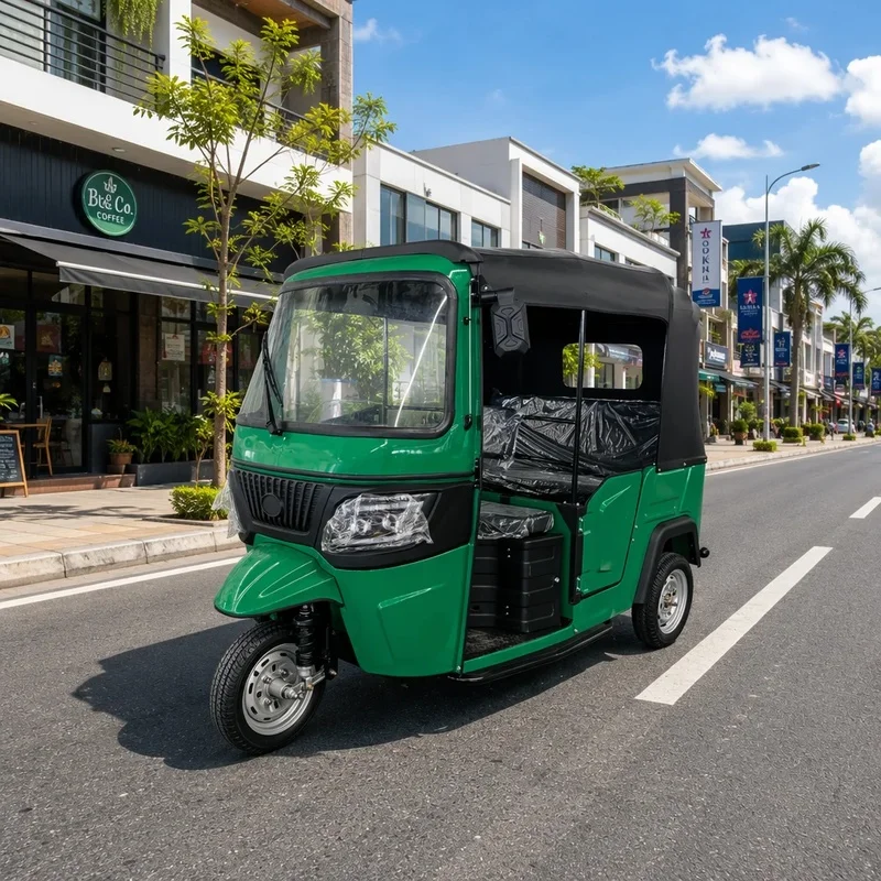 New 3-Wheel Passenger Auto Rickshaw Green Eco-Friendly City Transport Taxi Vehicle