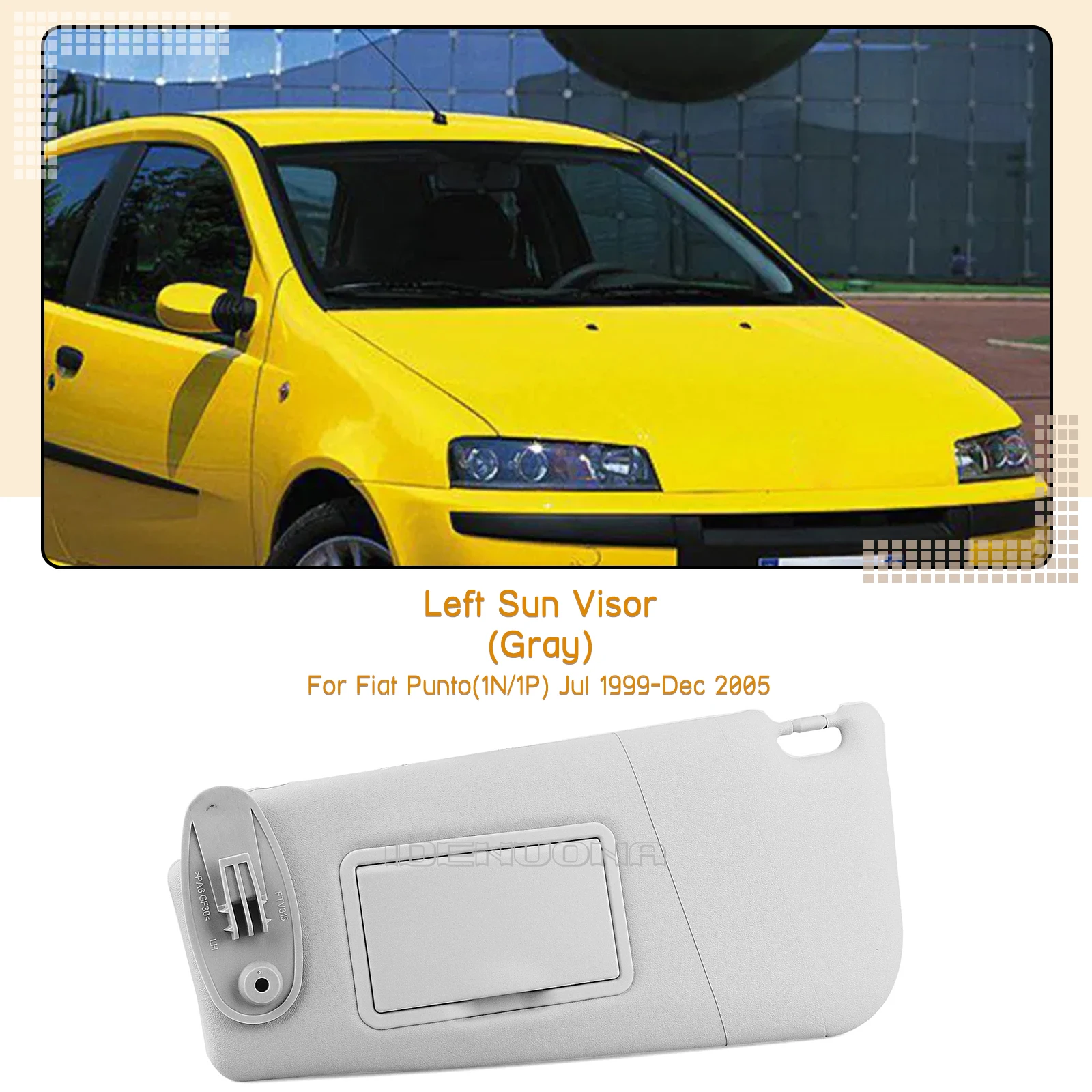 Car Interior Sun Visor Front Sunvisor Shield Sunshade For Fiat Punto 1N 1P Jul 1999 to Dec 2005