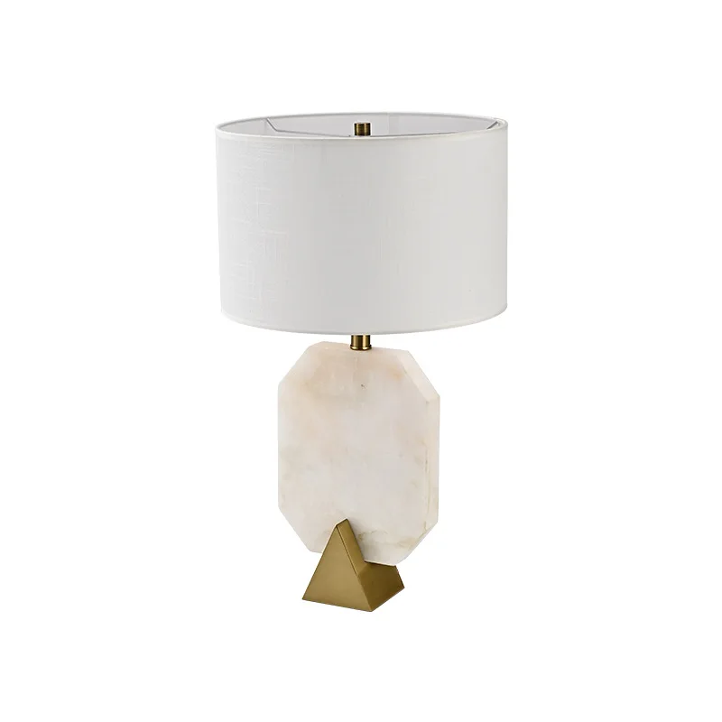

Marble cotton metal triangular decorative table lamp, model room, showcase, booth, coffee shop home ornament night light