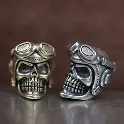 Pilot Skull Head Brass Knife Bead EDC DIY Paracord Woven Bracelets Lanyard Pendant Accessories Outdoor Tool Hangings Charms ﻿