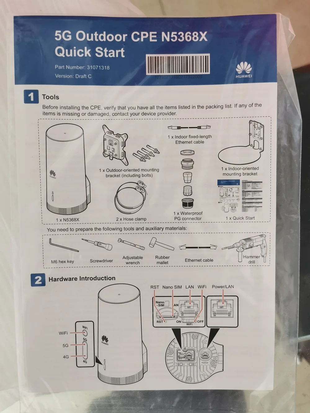 Imagem -05 - Huawei-desbloqueado 5g Cpe N5368x 5g Nr: N78 N77 N41 N38 Roteador ao ar Livre Poe Poder sobre Ethernet