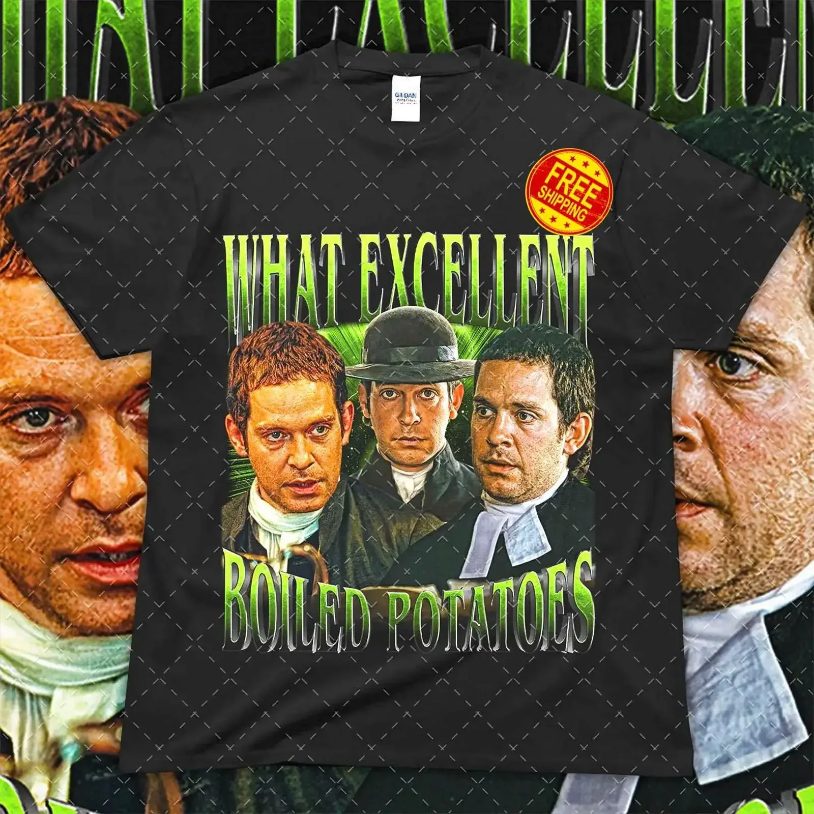 Vintage Mr Collins What Excellent Boiled Potatoes Meme T Shirt Funny Retro Movie TV  vintage Washed Comfortable graphic Casual