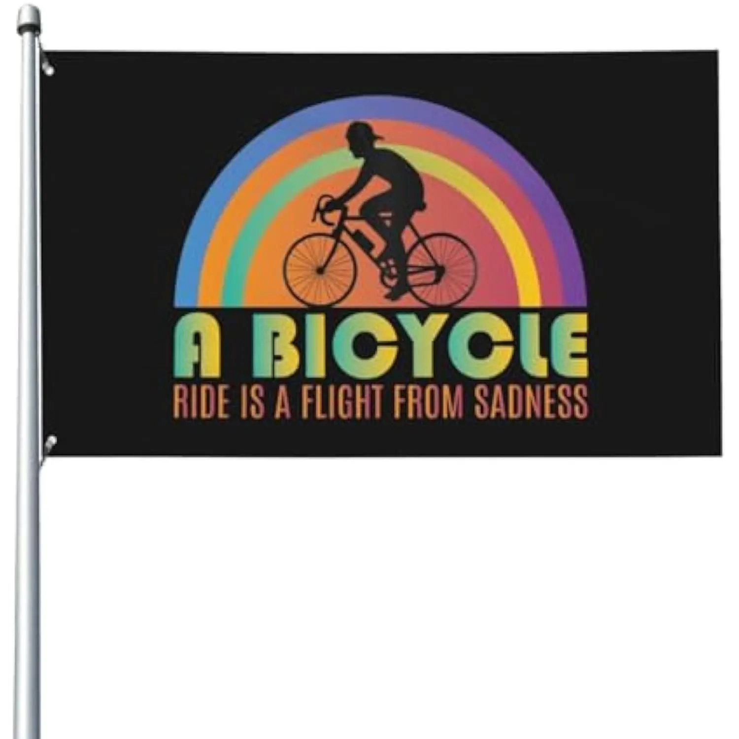 A Bicycle Ride Is A Flight From Sadness Flag Polyester For Garden Balcony Outdoor Decoration