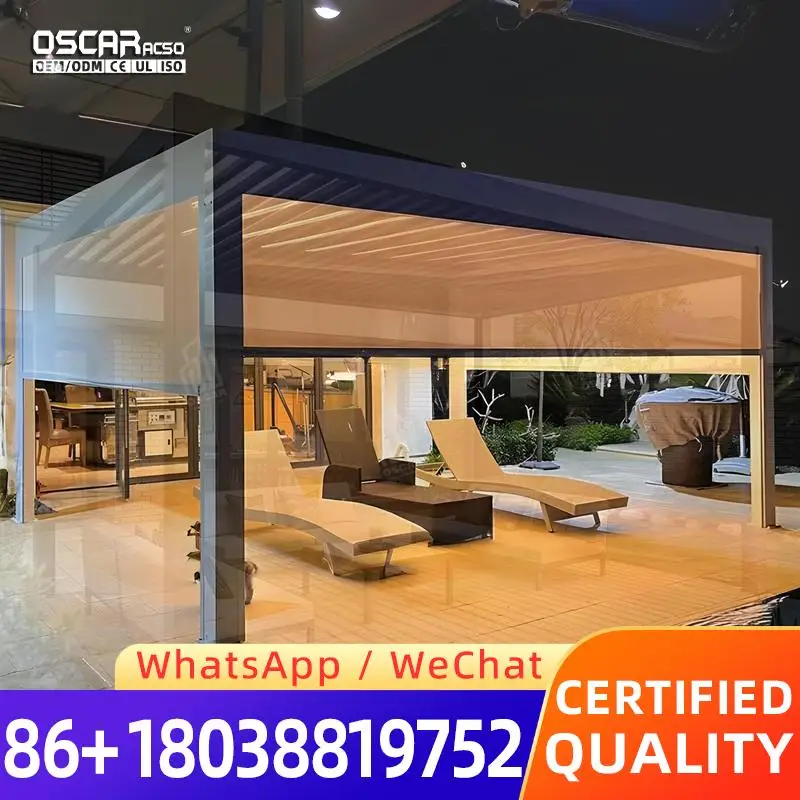 Standard Size 40ft Container Loading Electric Metal Gazebo Weatherproof Louvre Roof Garden Pergola pergola