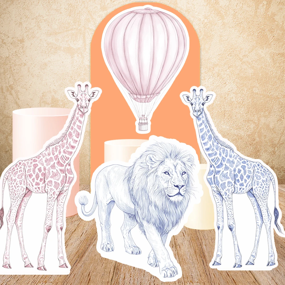 24in/35in 중립 사파리 기린 & 코끼리 컷아웃 KT 보드 베이비 샤워 생일 파티 장식 스탠드 업 소품 Chinoiserie