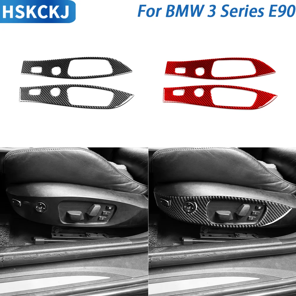 

Car Accessories Carbon Fiebr Seat Adjustment Outer Frame Paenl Cover Trim Sticker Modifiecation For BMW 3 Series E90 2005—2012