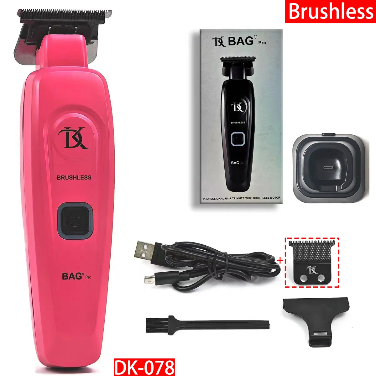 New Full Metal DK-078 Professional Cordless Hair Salon Electric Hair Clipper 7200RPM Brushless Motor Electric Hair Shear Trimmer