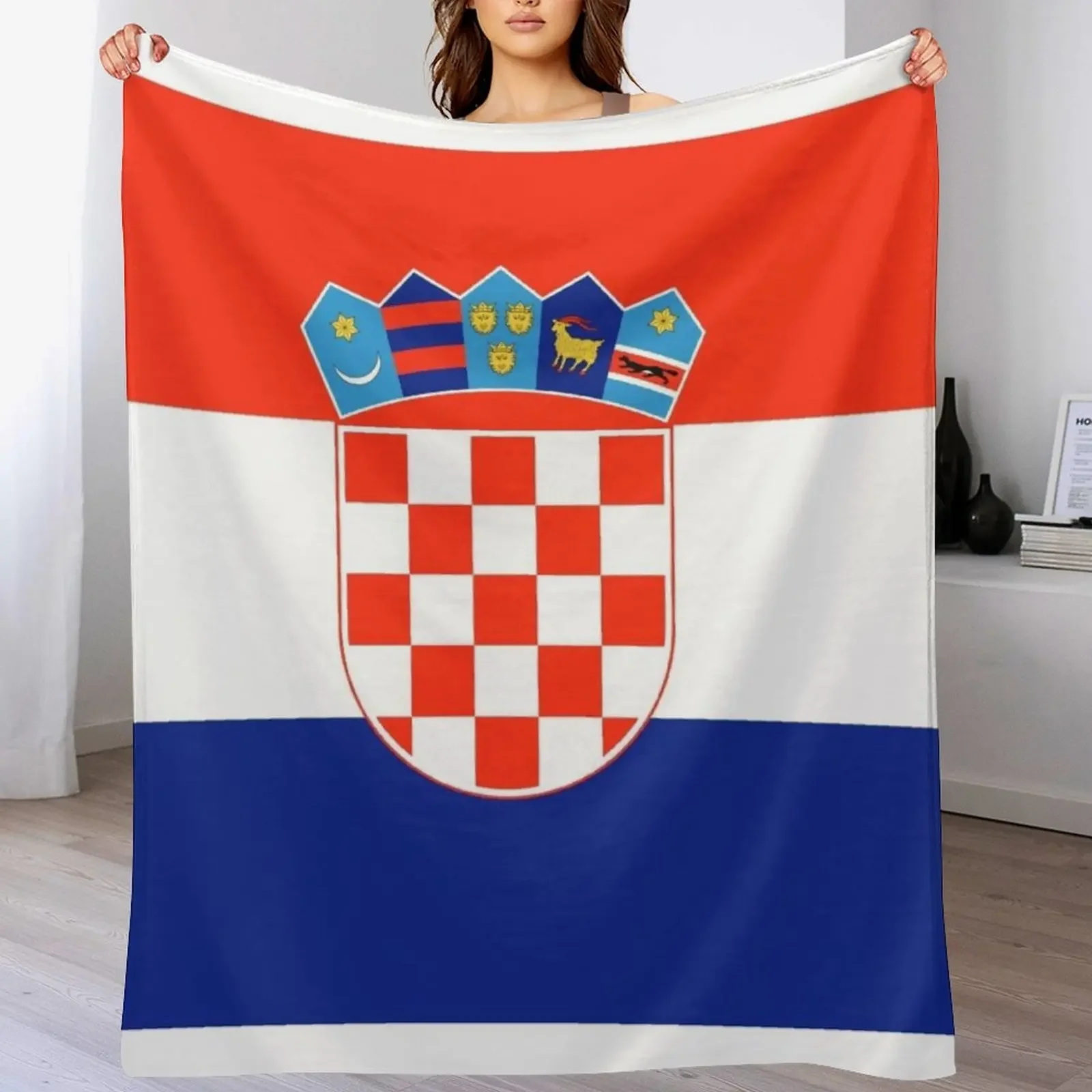 

Croatian Flag Print Throw Blanket Bed Fashionable warm winter Blankets Sofas Of Decoration for sofa Blankets