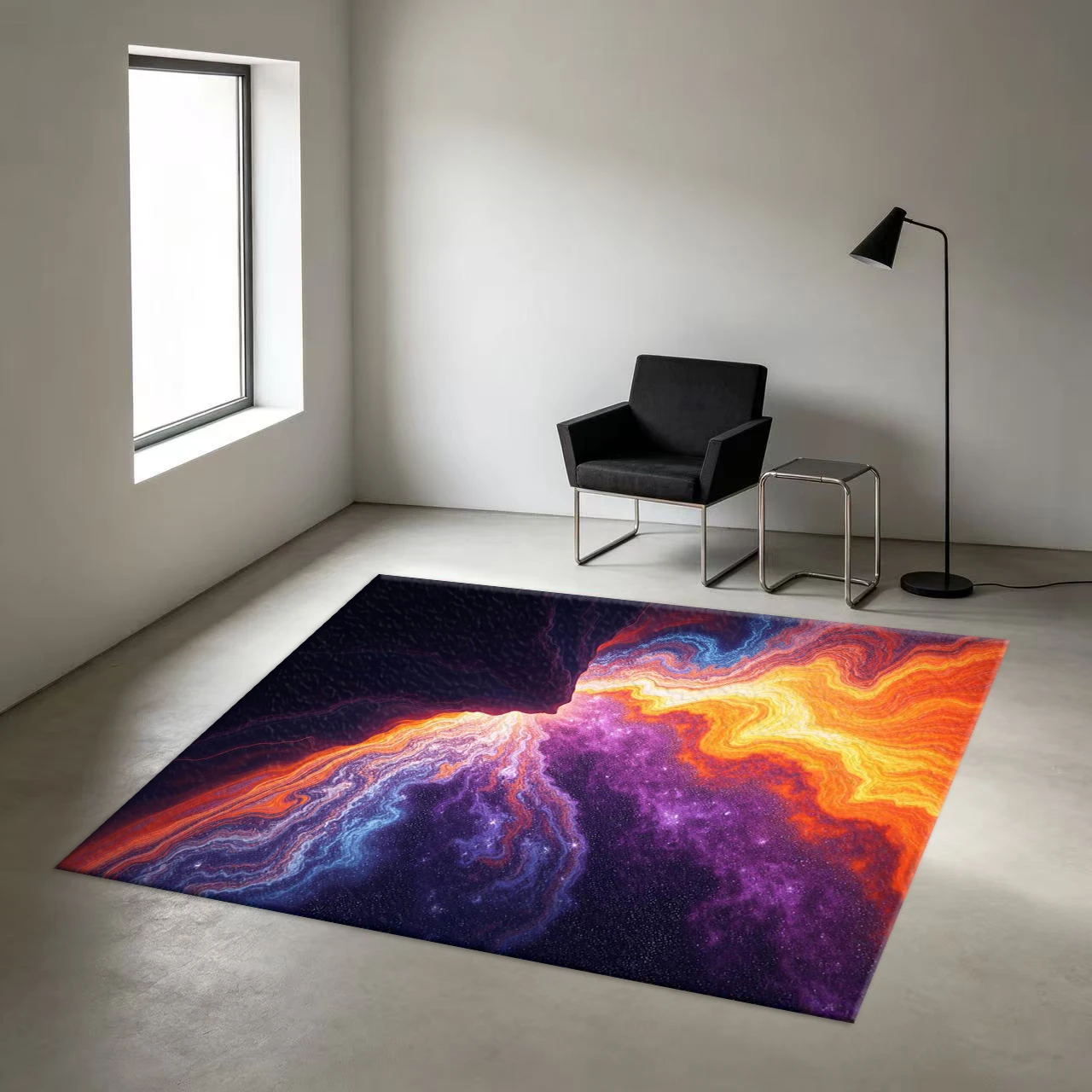Universe Galaxy Nebula Swirl Marble Art Carpet Floor Non-Slip Printed Carpet for Bedroom Game Room Home Floor Decoration