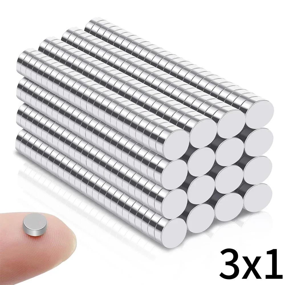 100/300Pcs Small Round Magnet 3x1 Magnet 3mm X 1mm Permanent Super Strong Powerful Magnets for Fridge, DIY, Building, Scientific