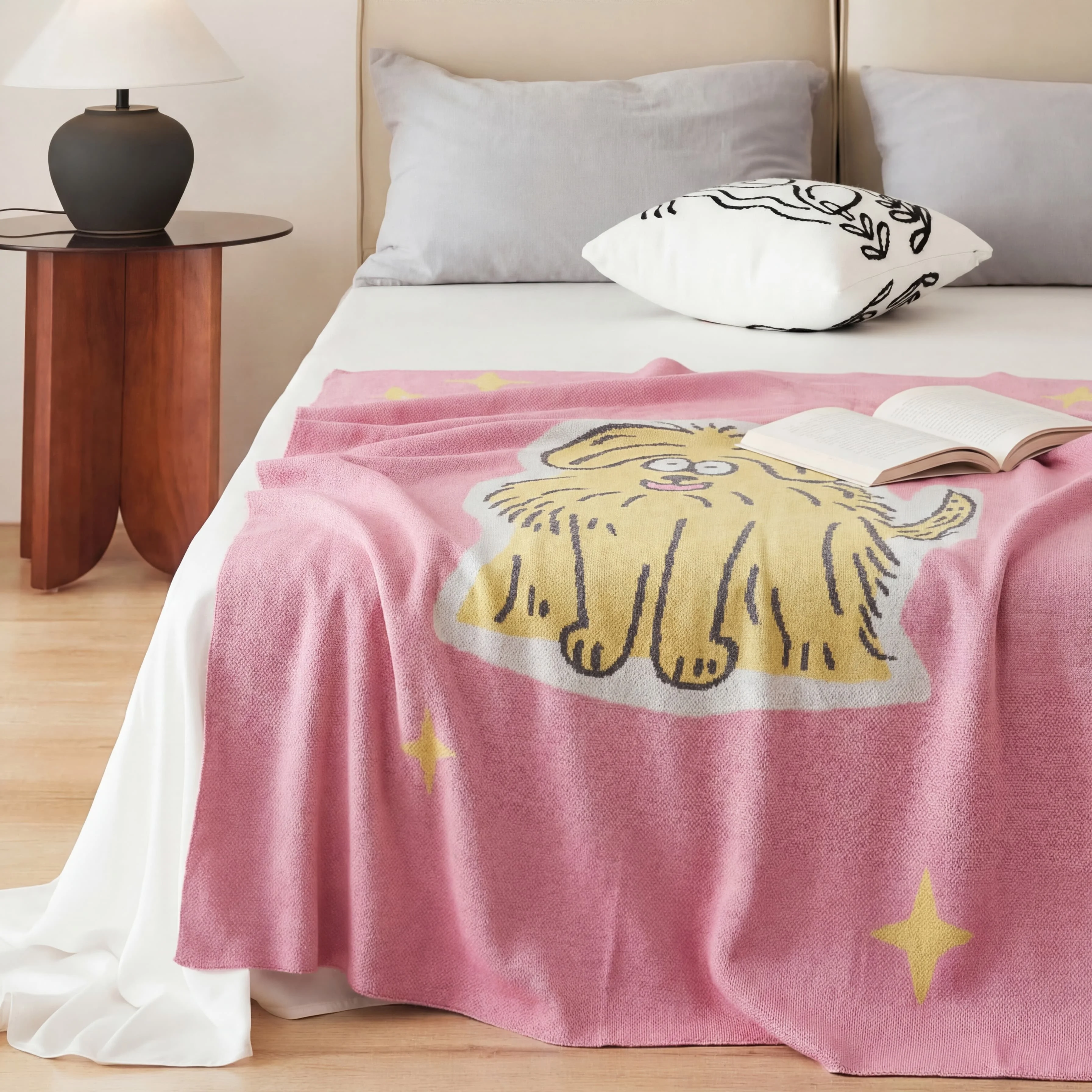 2026 New Cute Dog Super Soft Luxury Knitted Blanket Bedroom Decoration Blanket  Factory Direct Sales LCXG