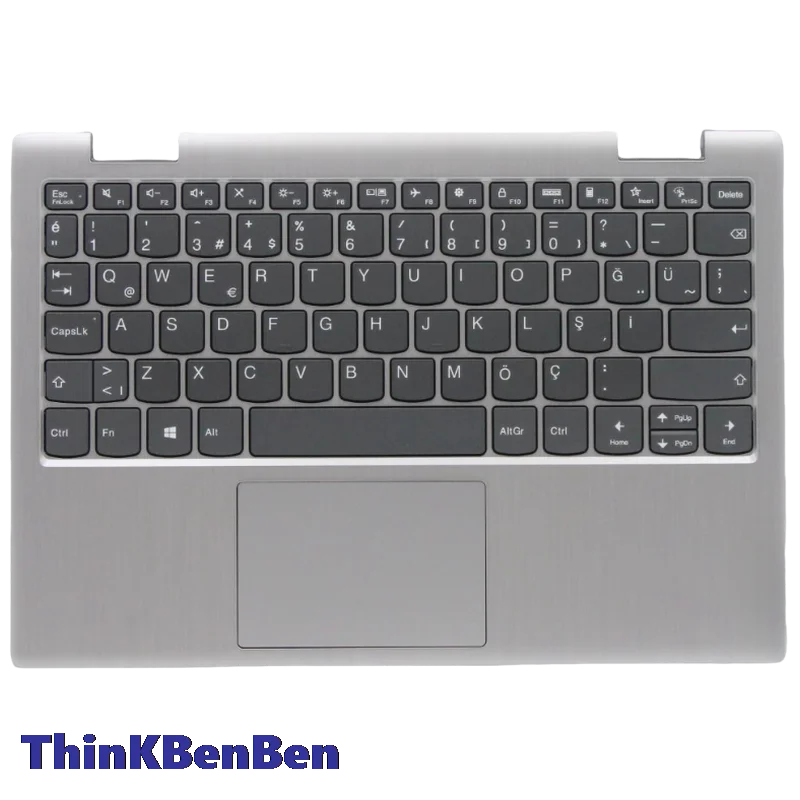 TR Turkish Platinum Grey Keyboard Upper Case Palmrest Shell Cover For Lenovo Ideapad Flex 3 11 11IGL05 11AGL05 5CB0X56513