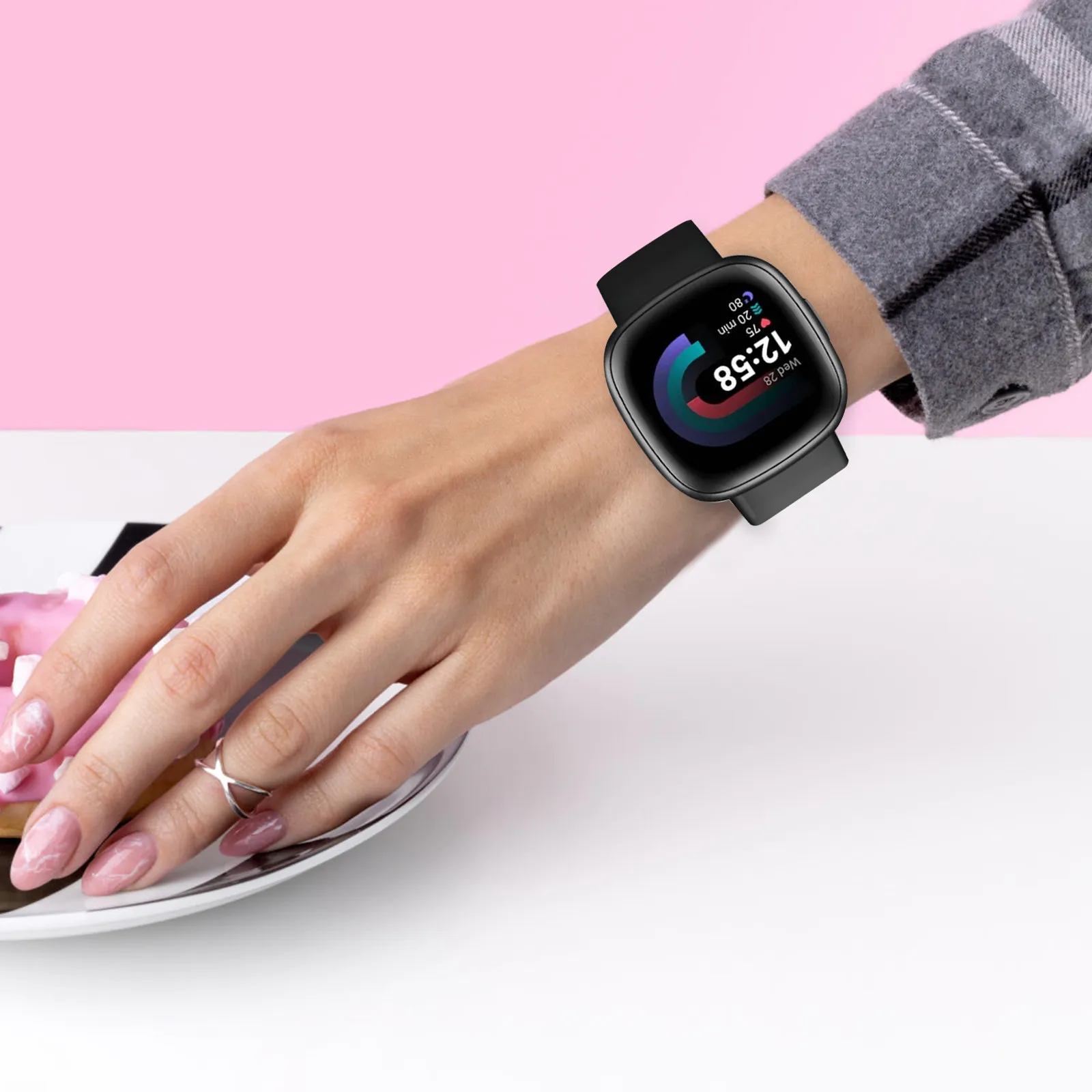 

2Pcs Tpu Watch Screen Protector Install Remove No Fogging Smartwatch Shell Cover for Versa4 Wristwatch