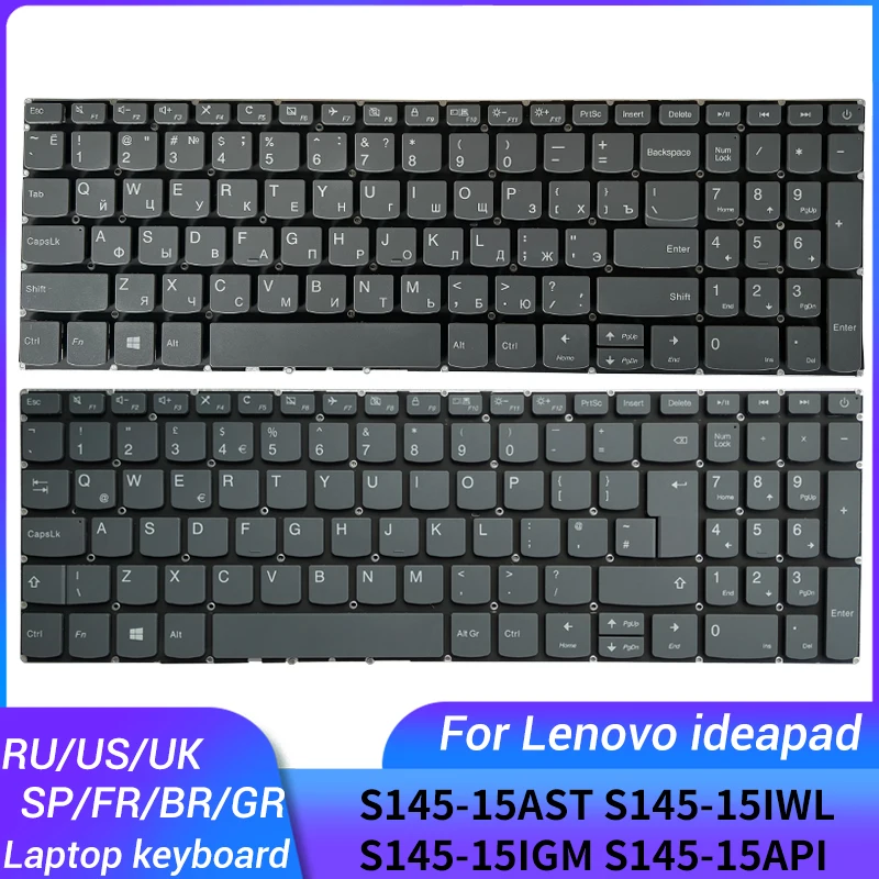 NOWA rosyjska/amerykańska/brytyjska/hiszpańska/francuska/niemiecka/brazylijska klawiatura do laptopa Lenovo IdeaPad S145-15AST S145-15IWL S145-15IGM S145-15API