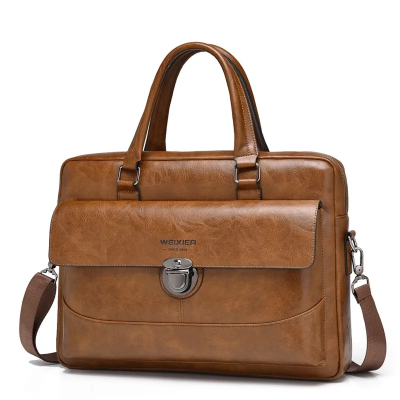 Maletín para hombre, bolso de hombro de cuero de PU de negocios de alta calidad, bandoleras cruzadas impermeables, bolso de oficina, bolso para ordenador portátil