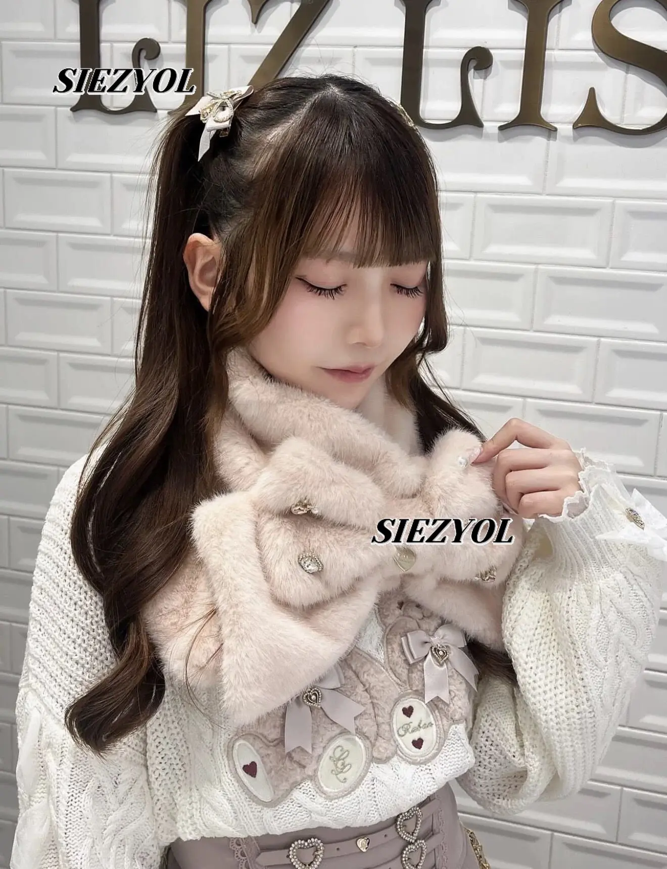Fluffy Bow Scarf New Winter Collection Sweet Liz Style Solid Color Versatile Trendy Kawaii Plush Scarf Princess Bow Scarves