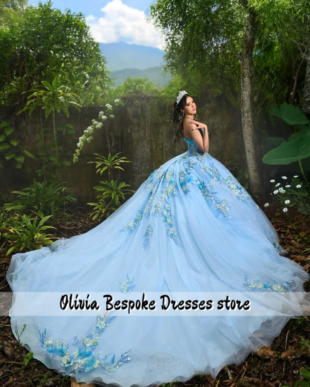 Robes de Quinceanera en Tulle bleu pour 15 ans, épaules dénudées, avec des Appliques de perles, robe de bal d'anniversaire mexicain, personnalisée, 2026